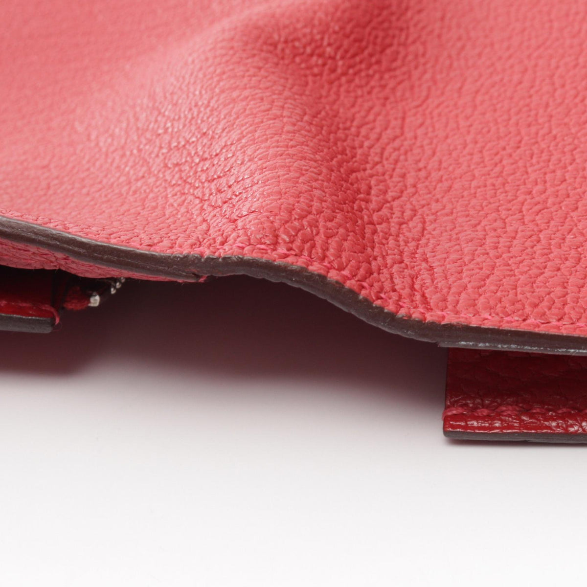 HERMES Beant Soufflet Rouge Leather Wallet