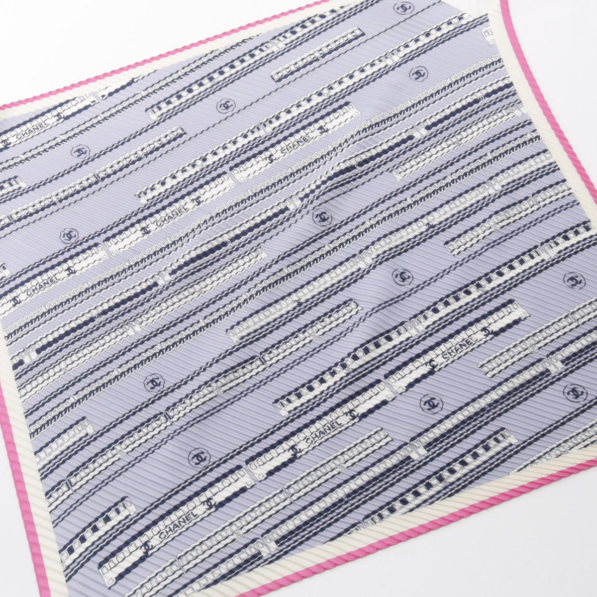 CHANEL Coco Mark Pleated Silk Scarf
