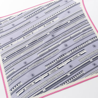 CHANEL Coco Mark Pleated Silk Scarf