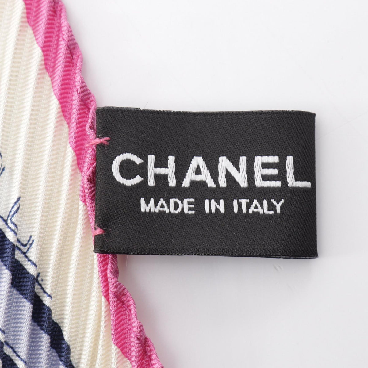 CHANEL Coco Mark Pleated Silk Scarf