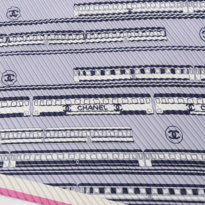 CHANEL Coco Mark Pleated Silk Scarf