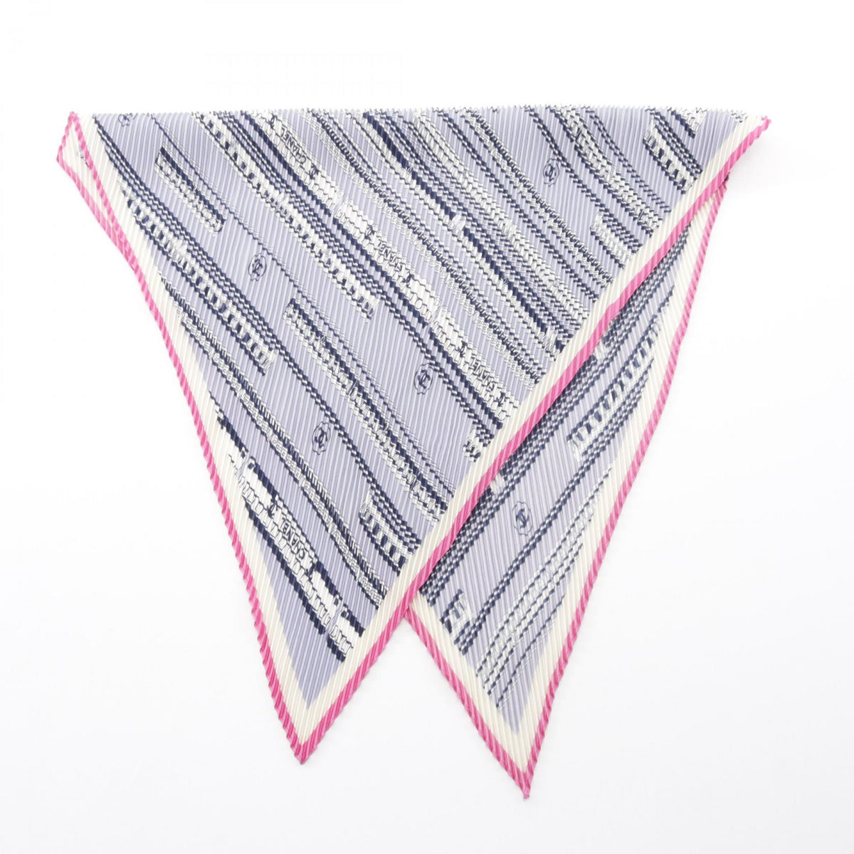 CHANEL Coco Mark Pleated Silk Scarf