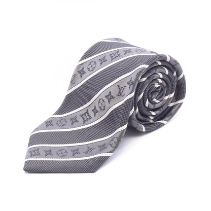 LOUIS VUITTON Monogram Stripe Silk Tie Black