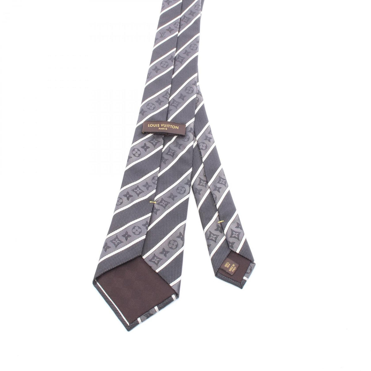 LOUIS VUITTON Monogram Stripe Silk Tie Black