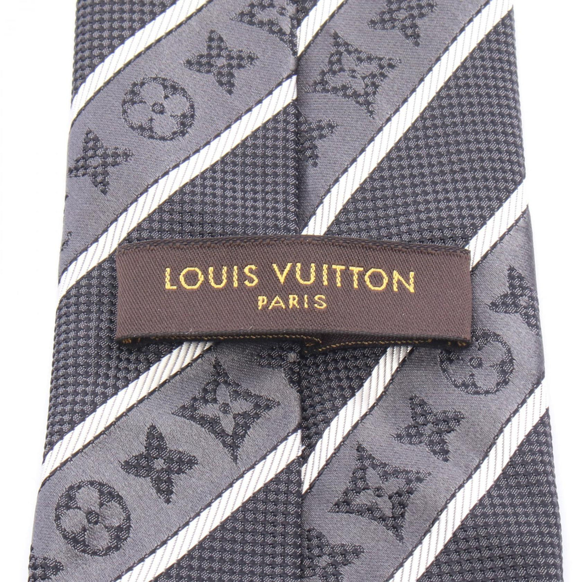 LOUIS VUITTON Monogram Stripe Silk Tie Black