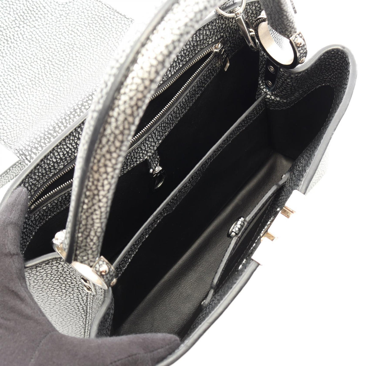LOUIS VUITTON Capucines MM Handbag Silver