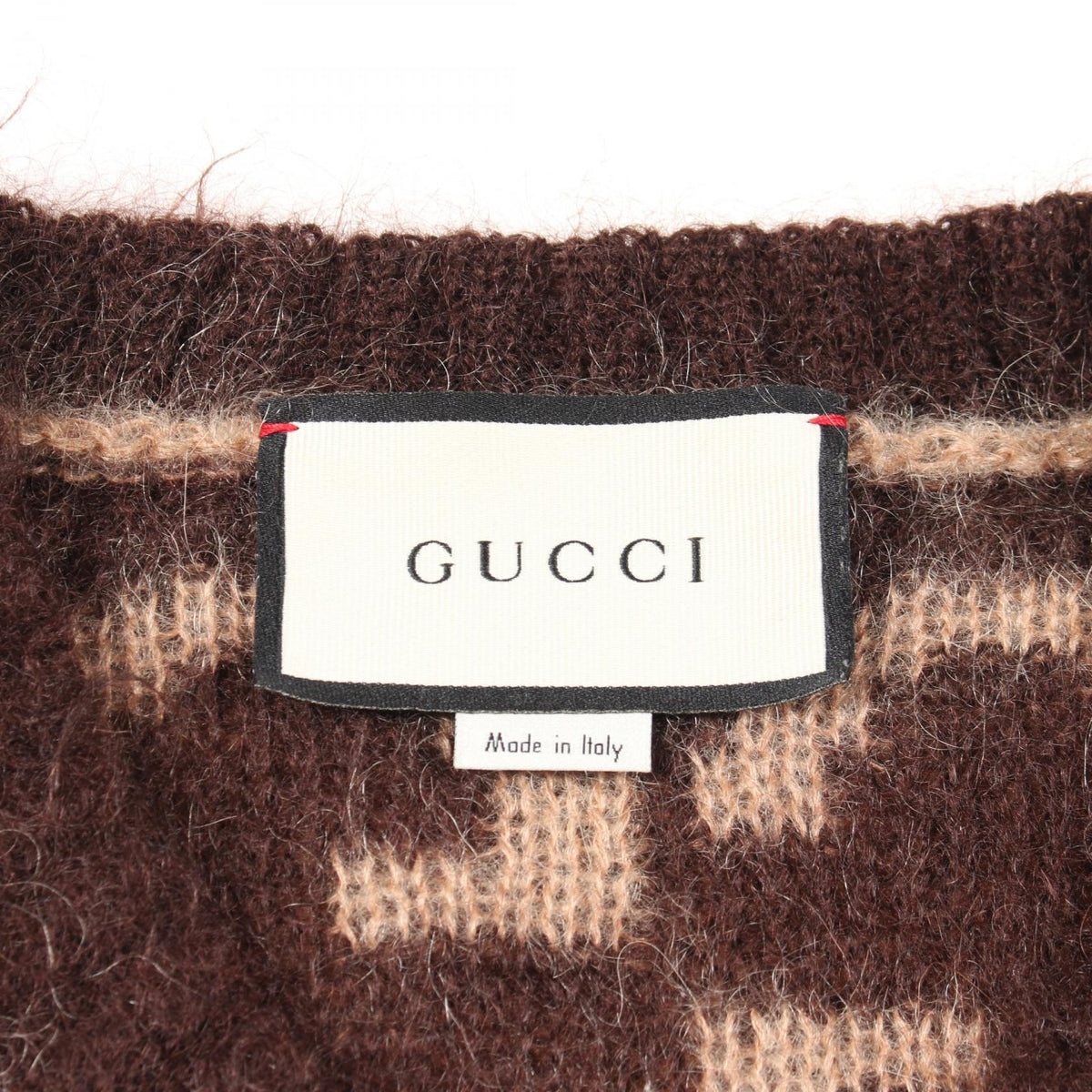 GUCCI GG Pattern V-Neck Wool Mohair Sweater Size S