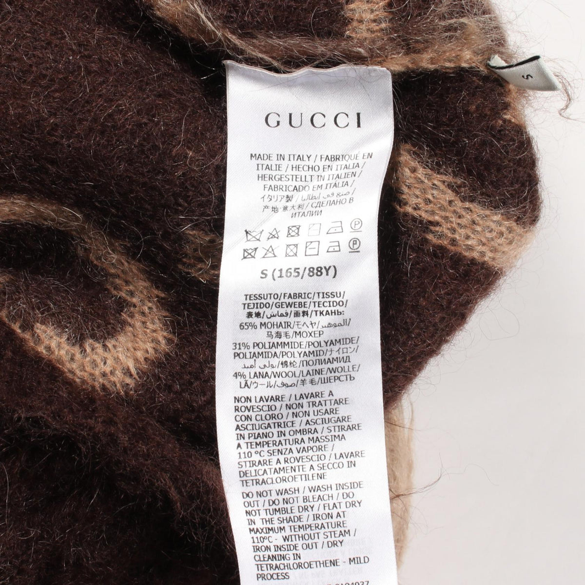GUCCI GG Pattern V-Neck Wool Mohair Sweater Size S