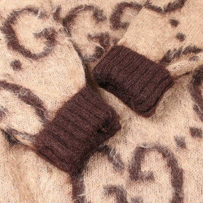 GUCCI GG Pattern V-Neck Wool Mohair Sweater Size S