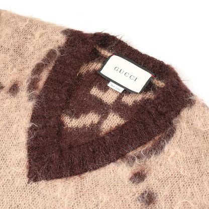 GUCCI GG Pattern V-Neck Wool Mohair Sweater Size S