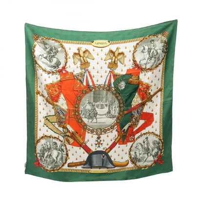 HERMES Carre 90 Napoleon Silk Scarf Green