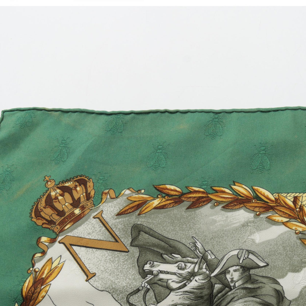 HERMES Carre 90 Napoleon Silk Scarf Green