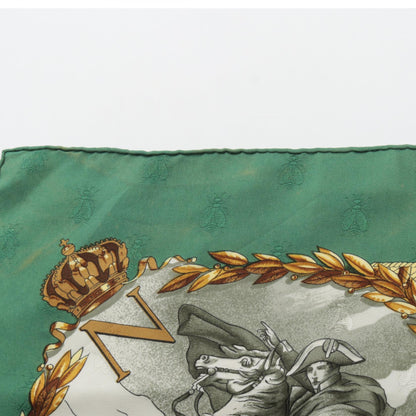HERMES Carre 90 Napoleon Silk Scarf Green