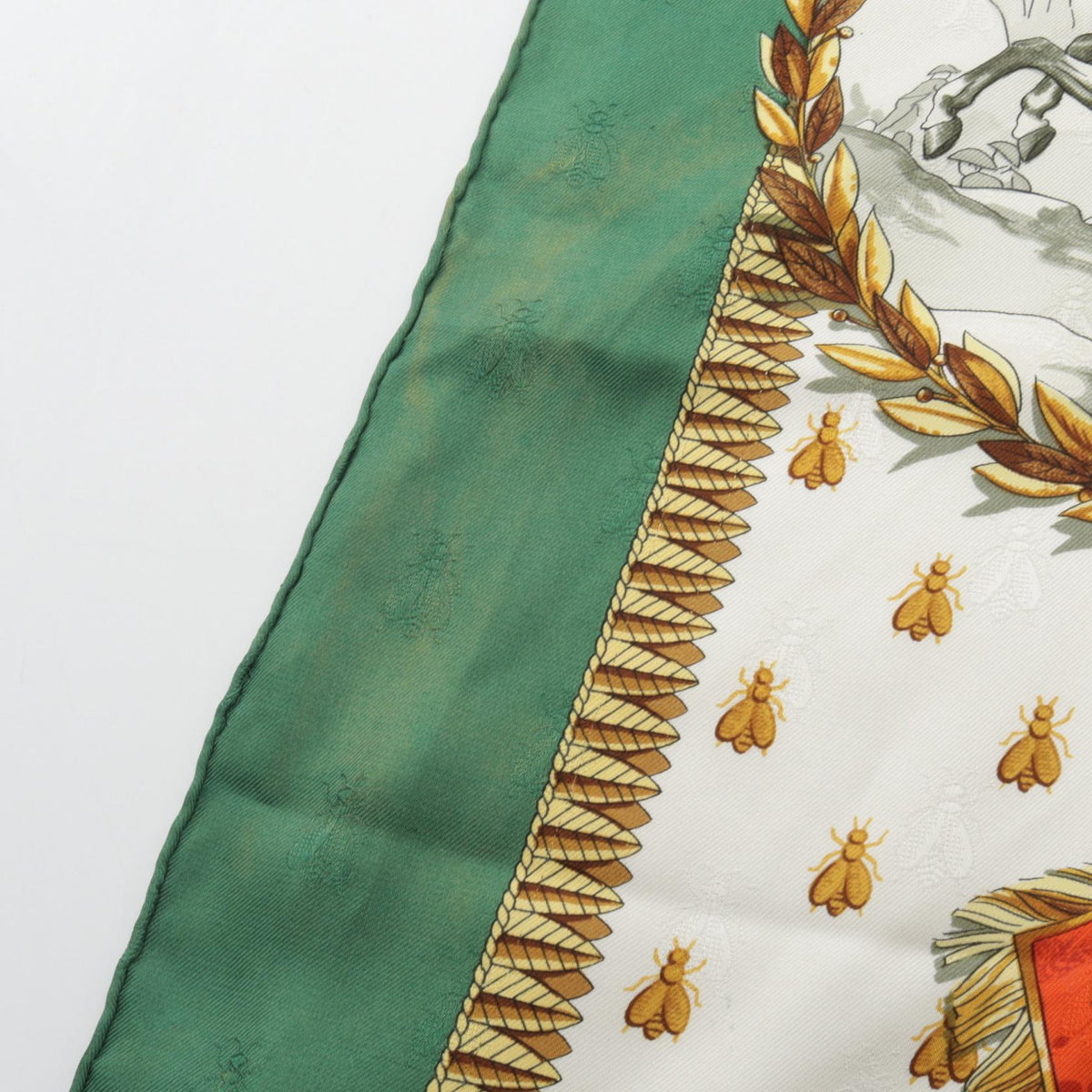 HERMES Carre 90 Napoleon Silk Scarf Green