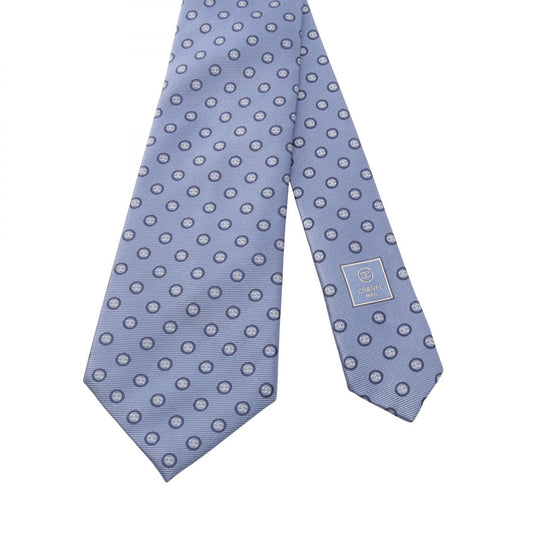 CHANEL CC Mark All-Over Pattern Silk Tie Blue