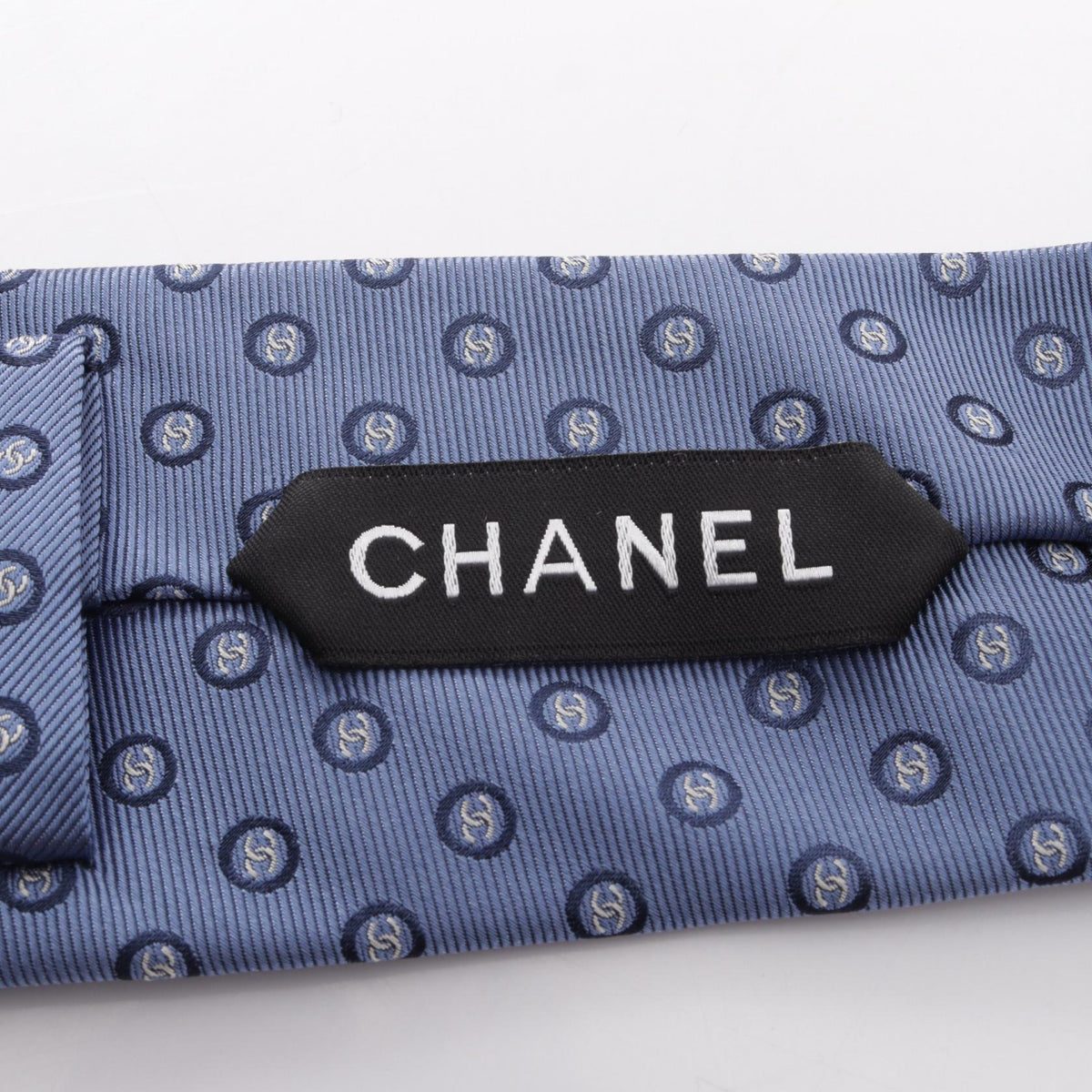 CHANEL CC Mark All-Over Pattern Silk Tie Blue