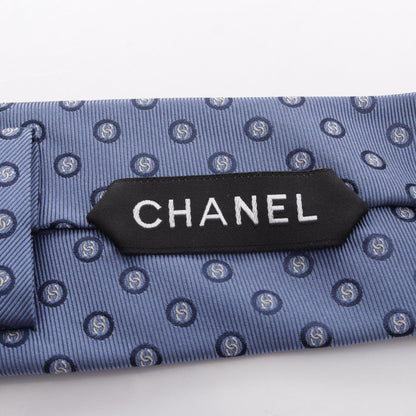 CHANEL CC Mark All-Over Pattern Silk Tie Blue