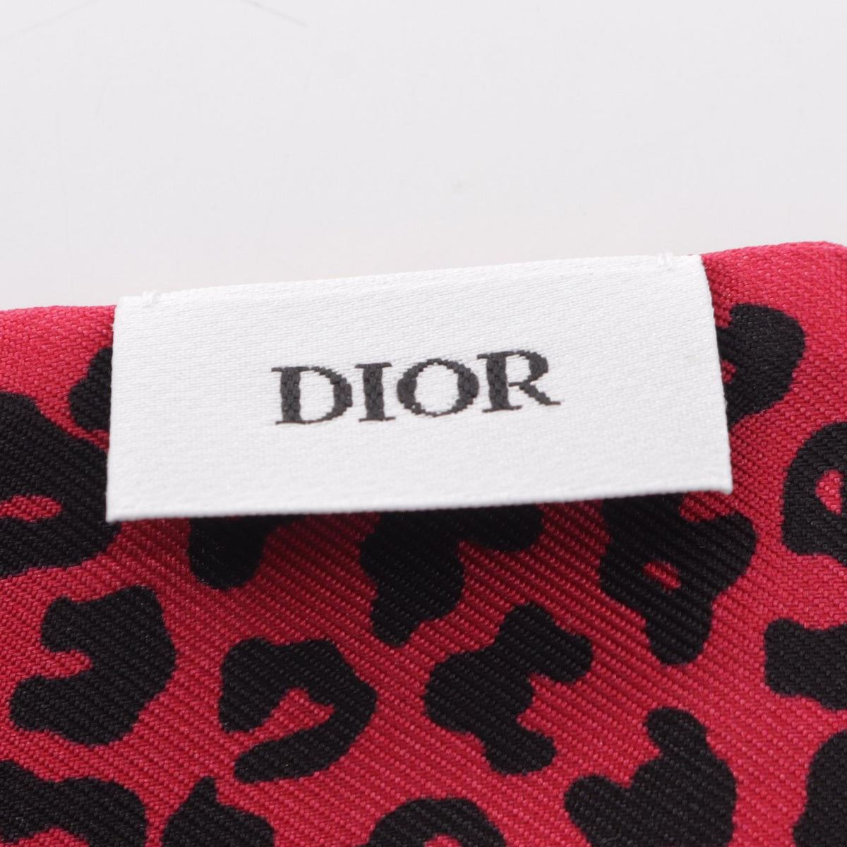 Dior Mitzah Leopard Ribbon Silk Scarf Red