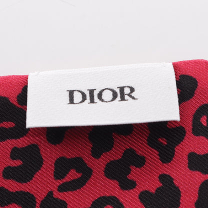 Dior Mitzah Leopard Ribbon Silk Scarf Red