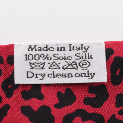 Dior Mitzah Leopard Ribbon Silk Scarf Red