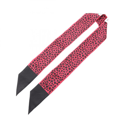 Dior Mitzah Leopard Ribbon Silk Scarf Red