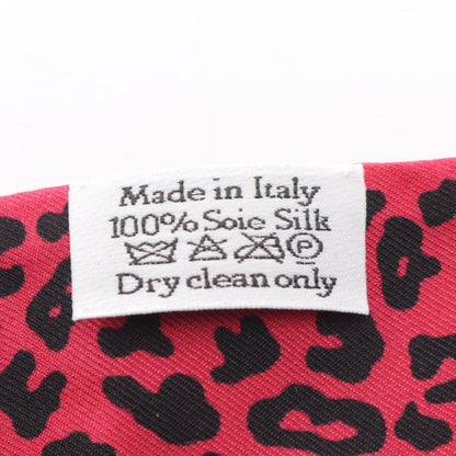 Dior Mitzah Leopard Ribbon Silk Scarf Red