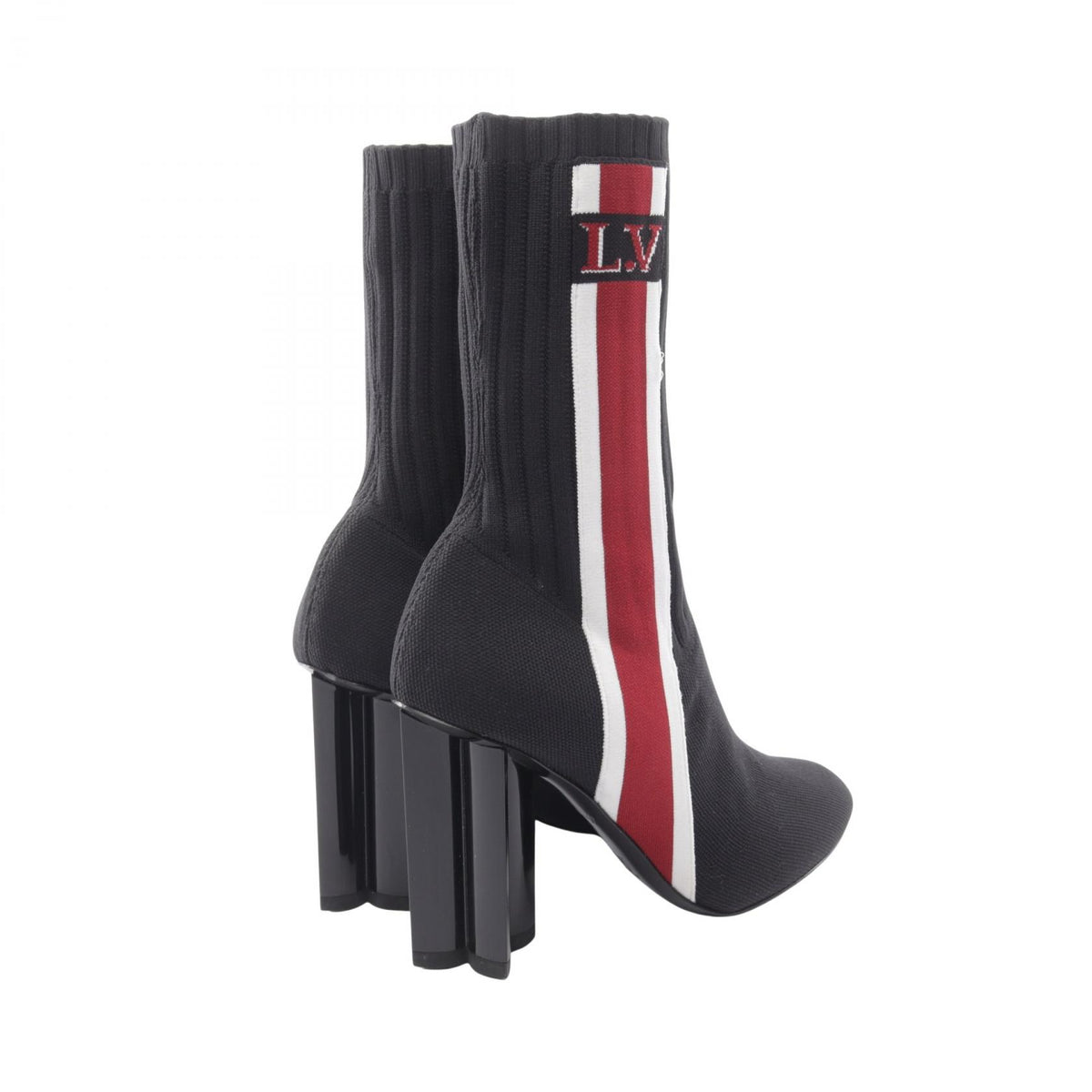 LOUIS VUITTON Silhouette Flower Heel Boots Black Size 37