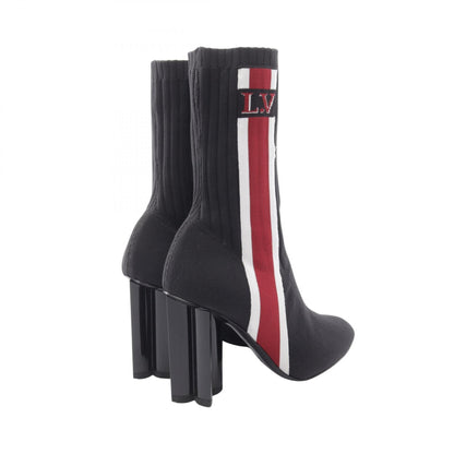 LOUIS VUITTON Silhouette Flower Heel Boots Black Size 37