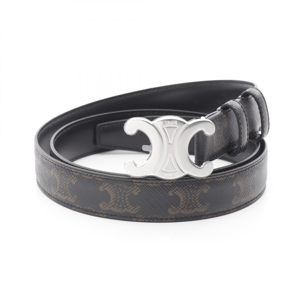 CELINE Medium Triomphe PVC Belt Black Size 90