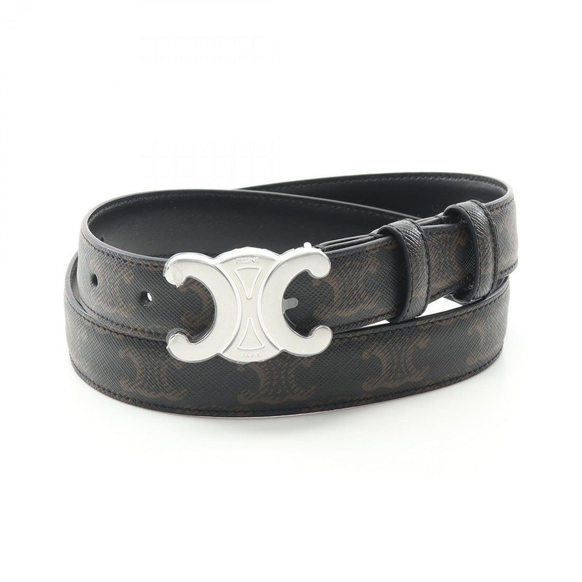 CELINE Medium Triomphe PVC Belt Black Size 95