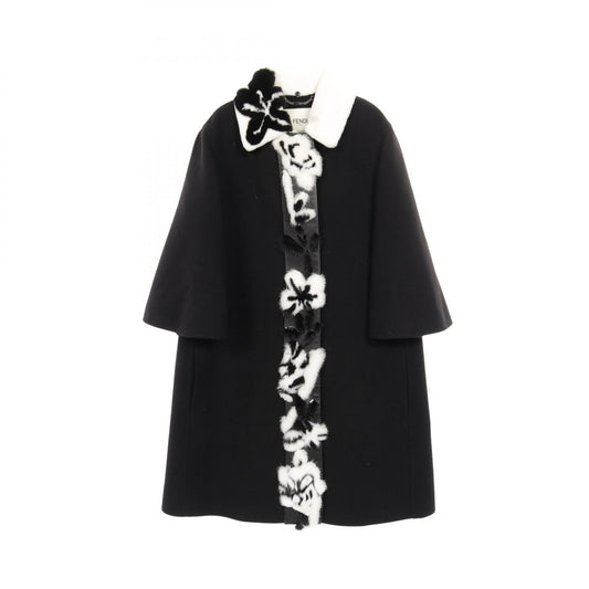 FENDI Cashmere Mink Coat Black Size 40