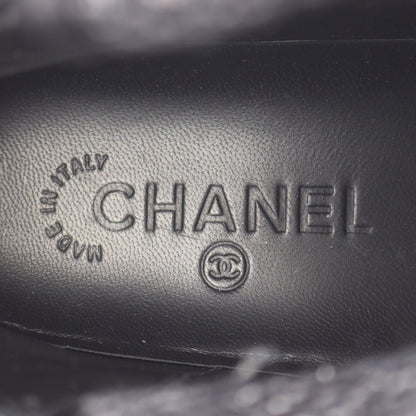 CHANEL Coco Mark Fabric Leather Boots - Black Size 37
