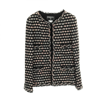 CHANEL Tweed Collarless Jacket Size 38