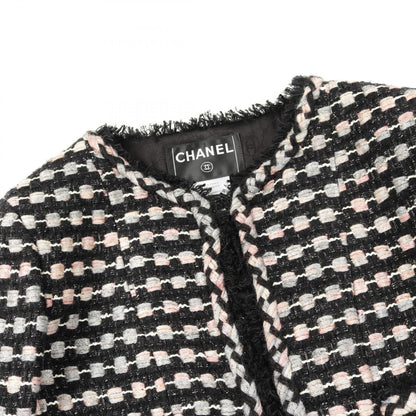 CHANEL Tweed Collarless Jacket Size 38