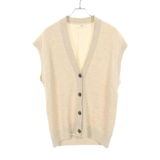 HERMES Cashmere Sellier Button Vest Beige Size 34