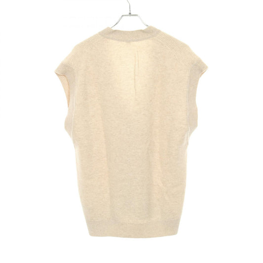 HERMES Cashmere Sellier Button Vest Beige Size 34