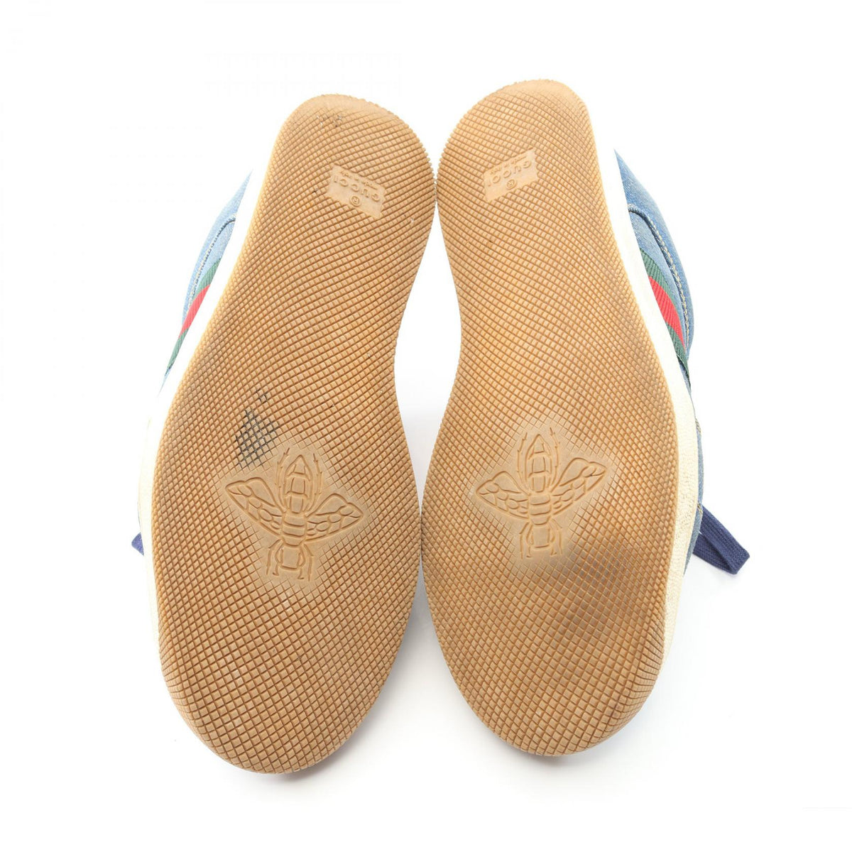 GUCCI Screener Denim Leather Sneakers Navy Size 6