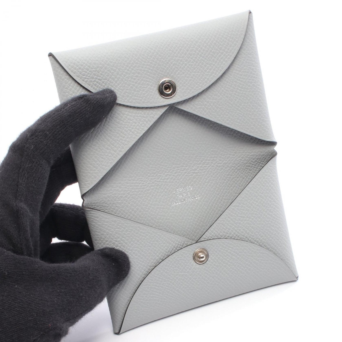 HERMES Calvi Epsom Leather Coin - Blue Coin Case