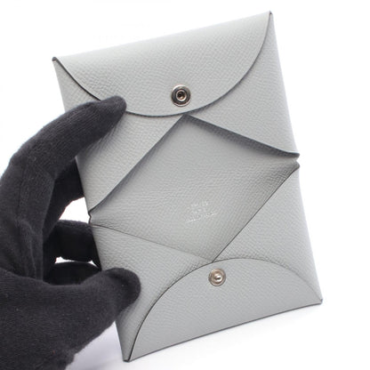 HERMES Calvi Epsom Leather Coin - Blue Coin Case