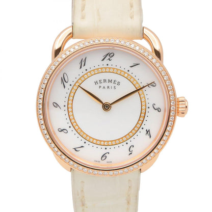HERMES Arceau K18PG Diamond White Dial Watch