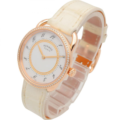 HERMES Arceau K18PG Diamond White Dial Watch