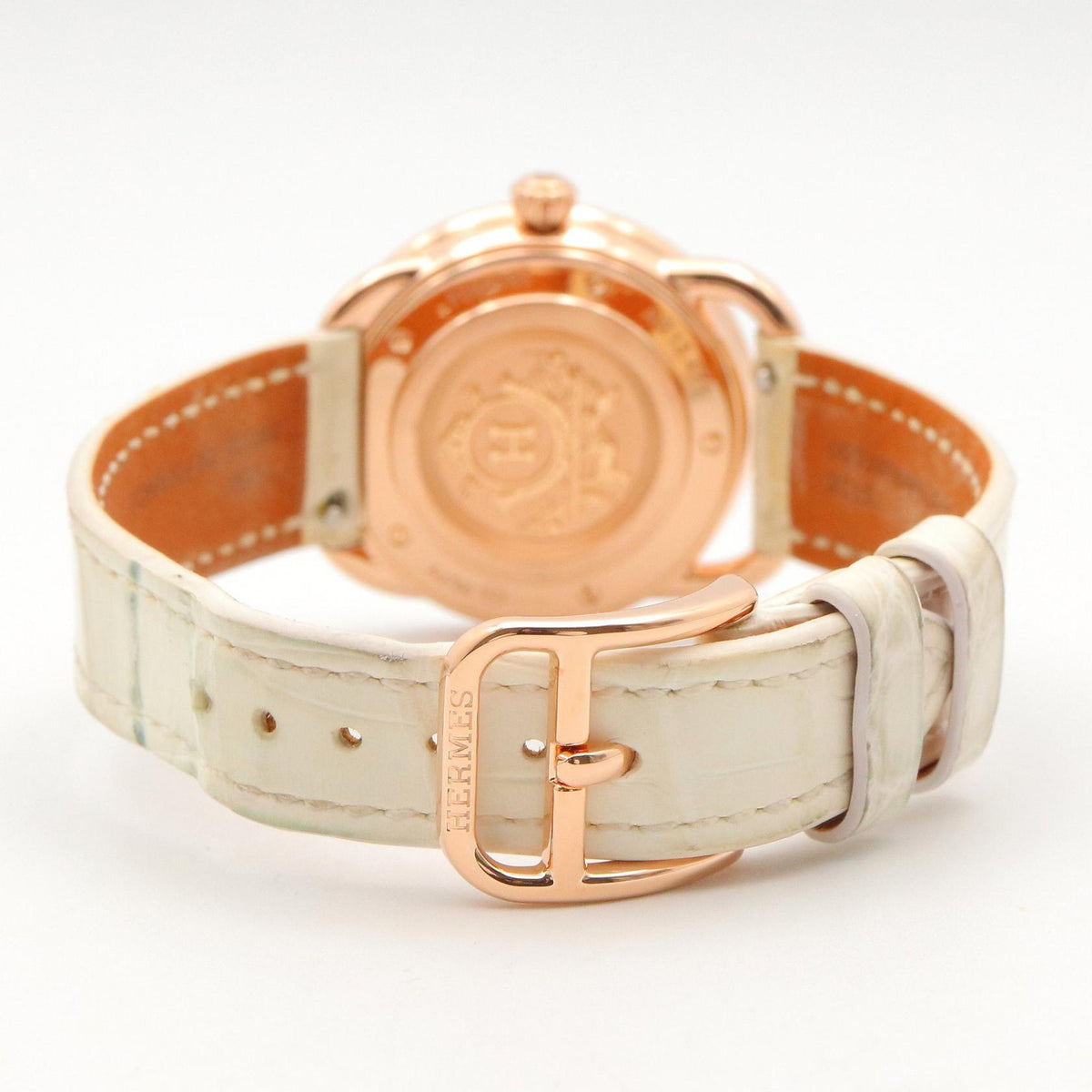 HERMES Arceau K18PG Diamond White Dial Watch