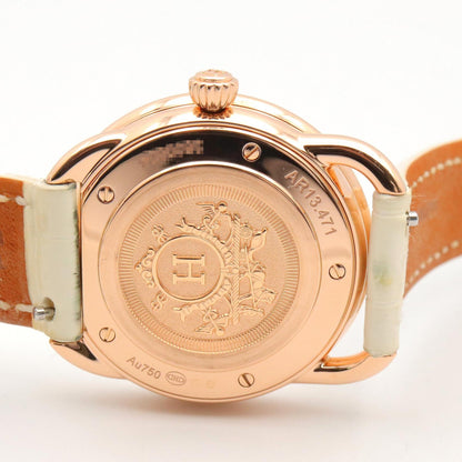 HERMES Arceau K18PG Diamond White Dial Watch