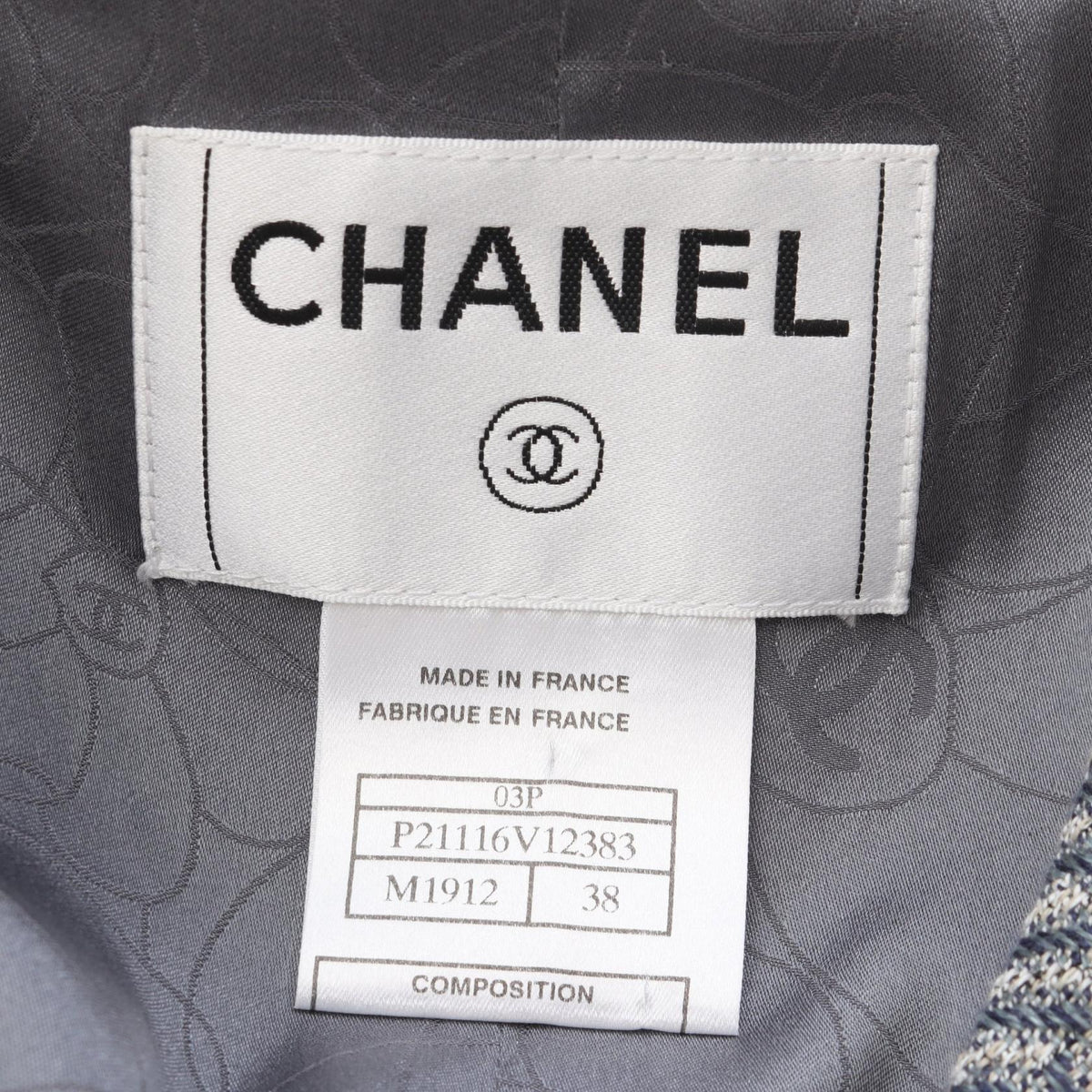 CHANEL Coco Mark Blue Fabric Blazer Size 38