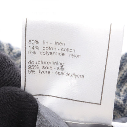 CHANEL Coco Mark Blue Fabric Blazer Size 38