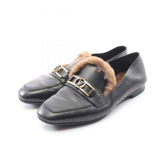 LOUIS VUITTON Black/Brown Leather Loafers Size 36.5