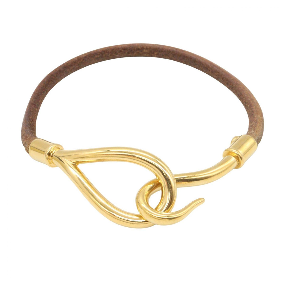 HERMES Jumbo Gold Plated Leather Bracelet