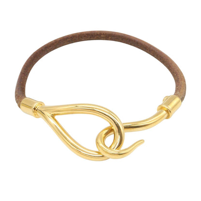 HERMES Jumbo Gold Plated Leather Bracelet