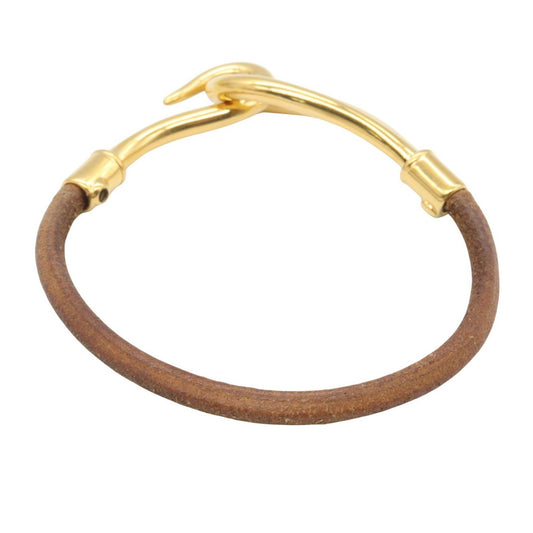 HERMES Jumbo Gold Plated Leather Bracelet