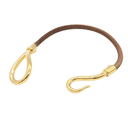 HERMES Jumbo Gold Plated Leather Bracelet
